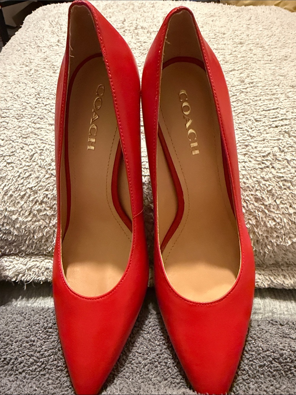 COACH Red Pointed Toe Leather Heels size 11